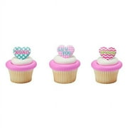 Pattern Hearts Cupcake Rings 12ct