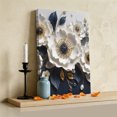 thumbnail image 3 of White Anemones Canvas Wall Art for Living Room Bedroom Bathroom, Rustic Floral Golden Leaf Veins Deep Navy Backdrop Canvas Art Wall Decor, Artwork for Walls Home Office Decor, 12"x16", 3 of 9