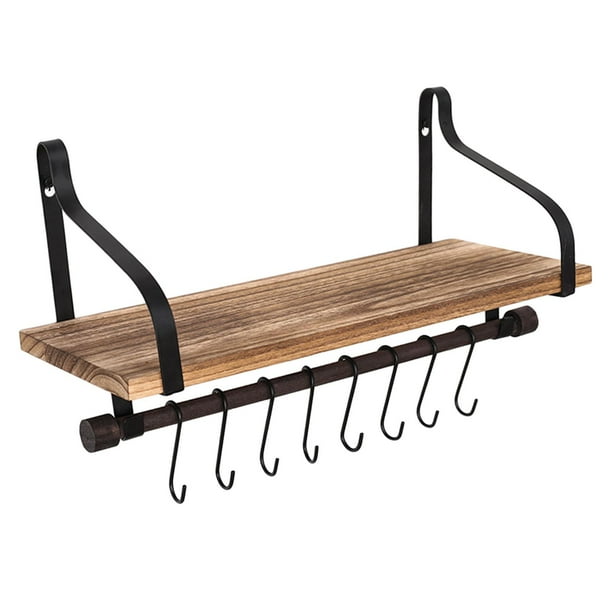 Organizador de Cocina para El Hogar con Colgador de Estantes de Madera Flotante de Pared Resistente