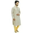 thumbnail image 3 of Atasi Ensemble Kurta Pyjama Ethnique pour Hommes Chemise Blanche Bollywood Designer-Petit, 3 of 6