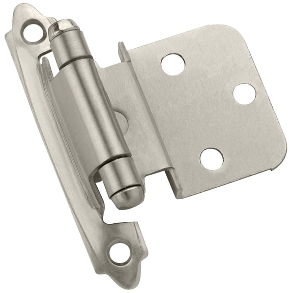 Amerock Self-Closing Cabinet Hinge - Satin Nickel - 2 Pack, 3/8 Inset, Face Mount