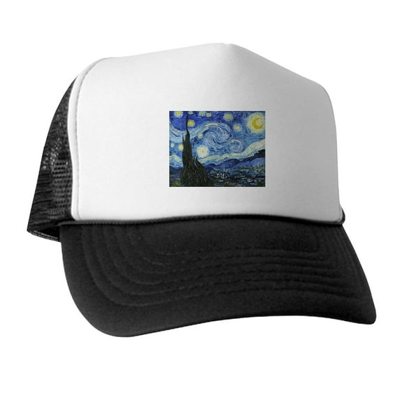 CafePress - The Starry Night By Vincent Van Gogh - Adjustable Unisex Printed Trucker Hat with Mesh Back