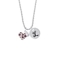 thumbnail image 2 of Delight Jewelry Pink Cheetah Print Heart with Nurse Hat Silvertone Script Initial Disc - L - Charm Necklace, 20"+3", 2 of 4