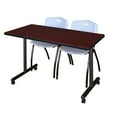 thumbnail image 4 of Regency Kobe 66 x 24 in. Mobile T-Base Training Table- Beige, 2 M Stack Chairs- Grey, 4 of 7