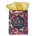 thumbnail image 2 of Black/White Floral Gift Bag w/Tissue Paper: Be Still & Know Psalm 46:10, Medium, 2 of 4