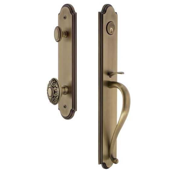 Grandeur 844131 Arc Solid Brass Rose Keyed Entry Single Cylinder Full Plate "S" Grip