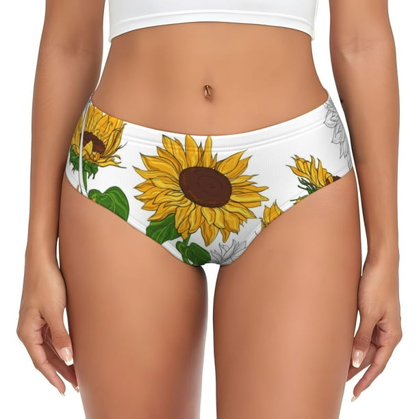 Fotbe Plump Sunflower And Sketch Calzones Estampados para Mujer – Ropa Interior de Algodón, Cómoda, Suave y Elástica-3X-Large