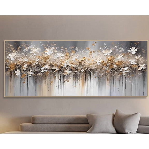 Gold Beige Flower On Wall Art Trendy Home Decor Wall Art Boho Wall Decor Bright Modern Art Decor For Living Room Bedroom