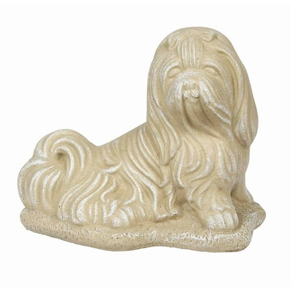 Solid Rock Stoneworks Shih Tzu Concrete Statue, 8" Tall, Desert Sand Color