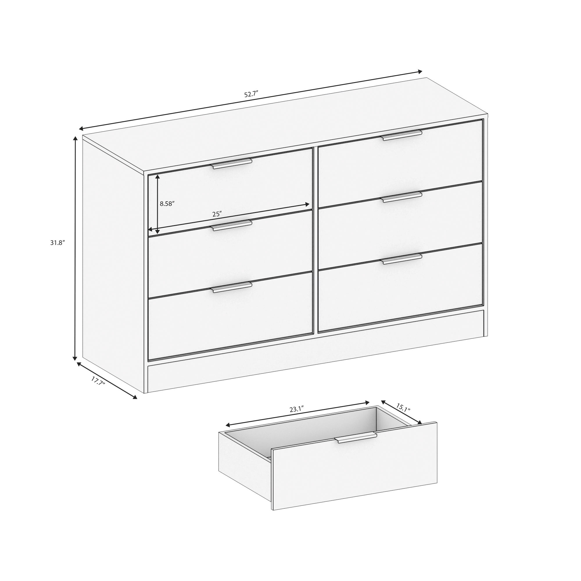 Kappesberg New Fresno 2-Piece Bedroom Set, One 6-Drawer Dresser & One 2-Drawer Nightstand, Blue - for Adults and Teens