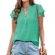 thumbnail image 1 of Blusa AURUZA elegante casual con cuello en V y volantes de manga corta para mujer, 1 of 6