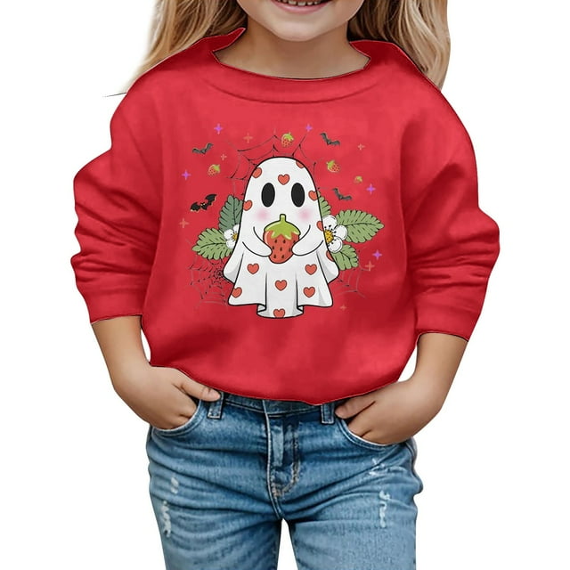 Chandails à Capuchon et Chandails pour Grandes Filles, Chandail Décontracté pour Enfants avec Imprimé, Col Ras du Cou, Doux et Chaud, Vêtement d'Extérieur, Rouge, Taille 9-10T