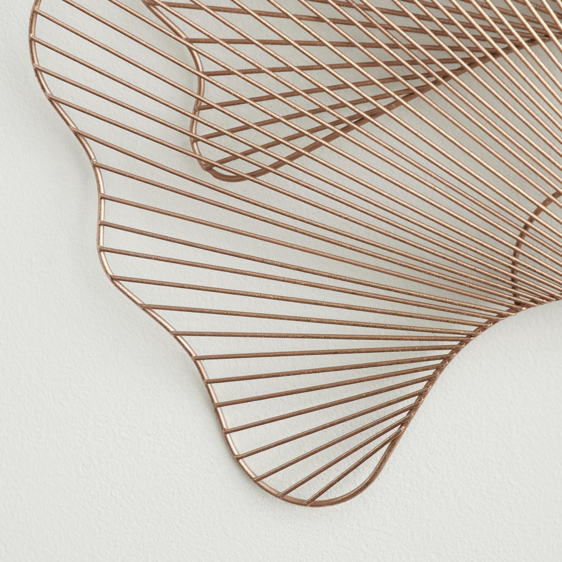 DecMode Copper Metal Wire Cutout Ginkgo Leaf Floral Wall Decor
