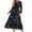 Black, variant on Women Long Sleeves Dresses Women's Summer Print Casual Loose Long Sleeve Crew Neck Dress Orange, M