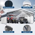 thumbnail image 5 of 20x20 FT Heavy-Duty Galvanized Steel Carport – Metal Roof Outdoor Shelter with LED Solar Lamp for Cars, RVs, Boats, Trucks, Backyard Workshop, Dark Gray, 5 of 7