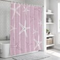 thumbnail image 6 of Vintage Pink Starfish Bathroom Shower Curtains with 12 Hooks Polyester Waterproof Shower Curtain for Stalls and Bathtubs Summer Coastal Beach Marine Life Decorative Bathroom Curtain 72x96 Inches, 6 of 9