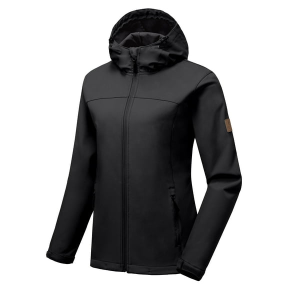 Little Donkey Andy Women's Softshell Jacket Hooded Windproof Fleece Lined Jackets, Water Repellent and Lightweight Black S