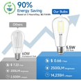 thumbnail image 3 of SHINESTAR Dimmable Edison Bulbs, 6W, Equivalent 60W, Bright Daylight White 4000K, Vintage ST58 Antique LED Filament Bulbs, E26 Medium Base, 80+ CRI, Clear Glass, 8 Pack, 3 of 7