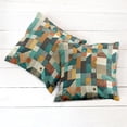 thumbnail image 6 of Ambesonne Geometric Throw Pillow Cover 2 Pack, Patchwork Square Triangle, 24", Teal Orange Multicolor, 6 of 7