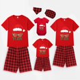 thumbnail image 1 of Pijamas familiares a juego de Navidad, conjuntos de Pijamas cortos de Papá Noel, negro y rojo, gafas de sol, en julio, 1 of 3