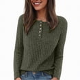 thumbnail image 2 of Towmus Womens Lightweight Sweaters Solid Color Long Sleeve Button Knit Shirt Fall Casual V Neck Tunic Tops, 2 of 6