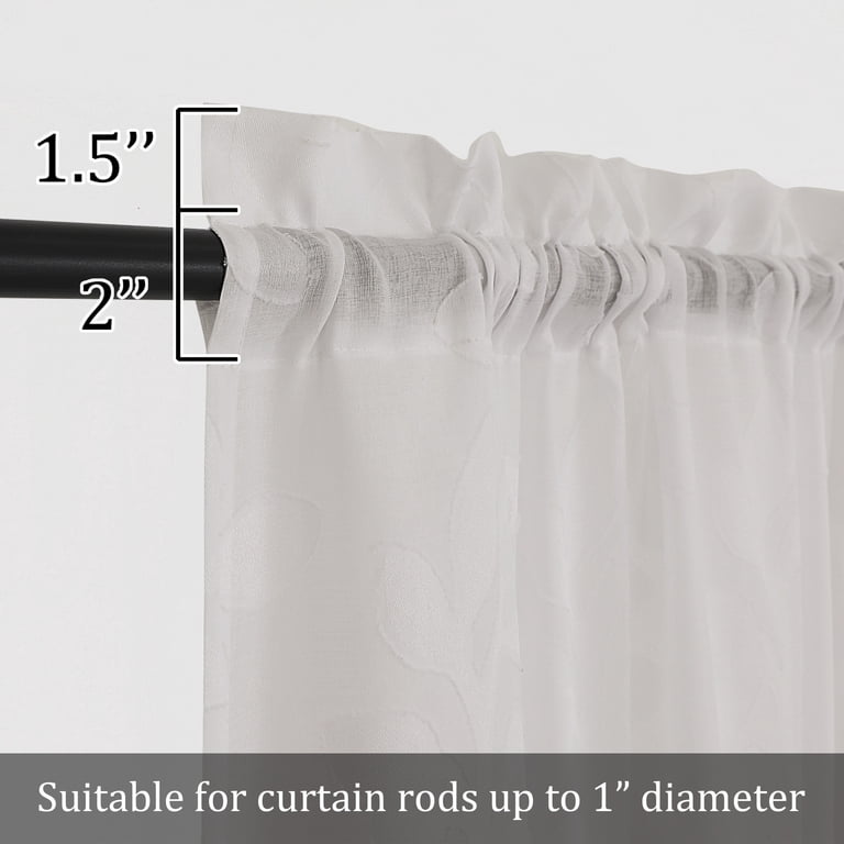 OVZME Darla Natural Sheer Cafe Curtains 42W x 36L, 2-Panel photo 2