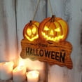 thumbnail image 4 of Decoración de Halloween, adornos de Halloween, decoración del hogar, calabazas de otoño con luces LED, letreros de madera para puerta de Halloween, decoración para colgar en la pared, etiqueta de cala, 4 of 8