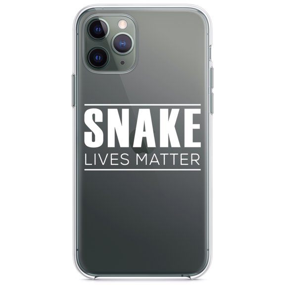 DistinctInk Clear Shockproof Hybrid Case for iPhone 13 (6.1" Screen) - TPU Bumper Acrylic Back Tempered Glass Screen Protector - SNAKE Lives Matter