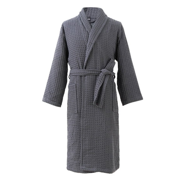 PEASKJP Women's Cozy Robes Sexy Long Sleeve Tie Front Swimsuit Swim Beach Maxi Cover Up Dress, Dark Gray L