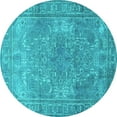 thumbnail image 1 of Ahgly Company Indoor Round Persian Turquoise Blue Traditional Area Rugs, 7' Round, 1 of 4