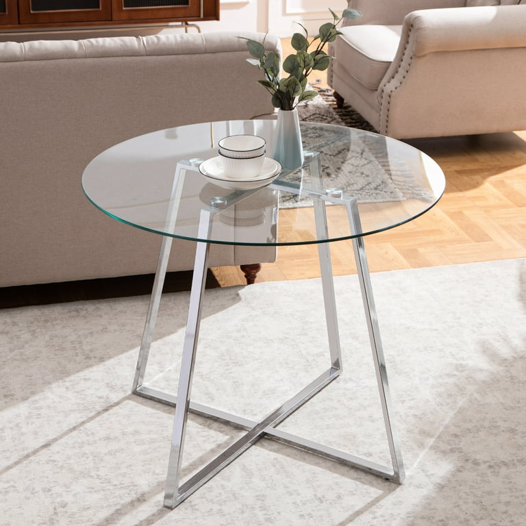 Modern Dining Table Round Glass Coffee Table Small Kitchen Table