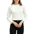 thumbnail image 1 of CAMISA DE SATÉN ELEGANTE PARA MUJERES INSPIRADA CHIC CON LAZO PARA OFICINA BLUSAS TOPS BLANCA S, 1 of 7