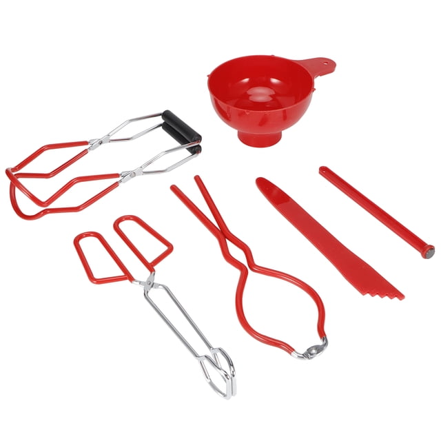 Jar Wrench, 6PCS/Set Soft Grip Effortless Canning Kit, Multipurpose Non Slip For Restaurant Home Red