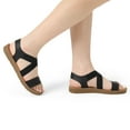 thumbnail image 5 of DREAM PAIRS Womens Open Toe Elastic Ankle Strap Flat Summer Sandal, Black-2-8 (Elena-2), 5 of 5
