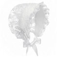 thumbnail image 2 of Kaerm Baby Girls Lacy Bonnet Lace Satin Christening Bonnet Cap Toddler Beanie Sun Protection Hat White One Size, 2 of 3