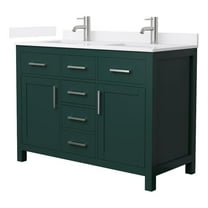 Beckett 48" Green Double Vanity & White Quartz Top (1-Hole) & Nickel Trim