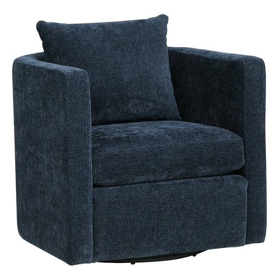 Navy Blue Swivel Barrel Chair, 360 Degree Swivel Recliner with Stain Resistant Fabric for Living Room