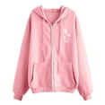 thumbnail image 4 of Holzkary Women's Full Zip Up Hoodie Women Dandelion Pockets Sweatshirts Winter Fall Jackets Zipper Coat Dandelion Print Long Sleeve Hooded Sweatshirts with Pockets Jacket Coat for Women Pink L, 4 of 5