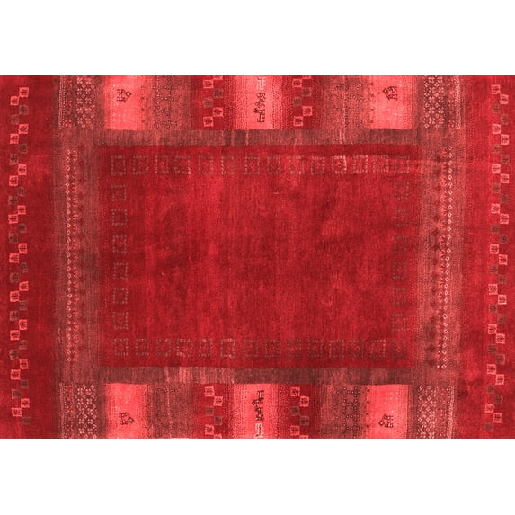 Ahgly Company Indoor Rectangle Abstract Red Contemporary Area Rugs, 2' x 5'