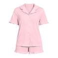 thumbnail image 4 of Wlynlyn Pajamas Sets for Women Casual 2 Piece Loungewear Outfits Casual Button down Collared Blouses Shorts Ruffle Comfy Sleepwear, 4 of 5