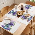 thumbnail image 5 of Purple Hydrangeas Placemats Set of 4 Farmhouse Purple Stripe Linen Place Mats Indoor Wipeable Table Mats Washable Cloth Dining Table Placemats for Kitchen Holiday Party Home Decor 13x19 Inch, 5 of 9