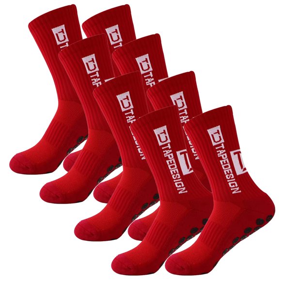 Calcetas Unisex SpotRed 4Pares Rojo 6-12.5US TapeDesign Calcetines Tubo Medio Algodón.