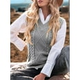 thumbnail image 5 of Oversized Sweater Vest for Women V Neck Sleeveless Solid Color Loose Pullover Sweater Gray XL, 5 of 9
