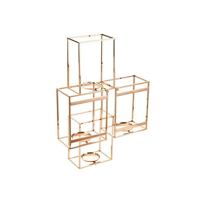 Benzara BM162486 Geometrically Gold Decorative Metal Candle Holder