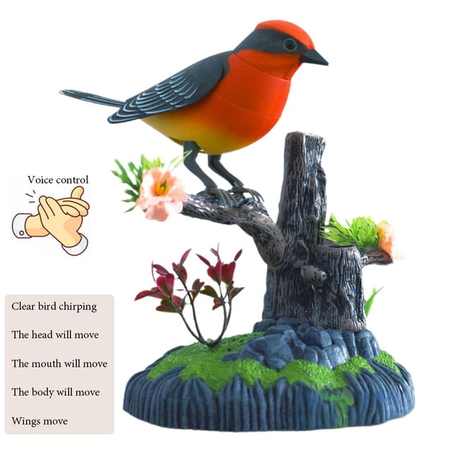 Realistic Electric Talking Parrot Toy, Voice Control Sensor Simulating Bird Desk Decor, Interactive Singing Animated Office Gift for Kids Adults