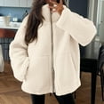 thumbnail image 2 of felwors Womens Fleece Jacket Oversized Zip Up Sherpa Fuzzy Casual Coats Winter Fall Outerwear 2025 Clothes with Pockets Beige, M, 2 of 4