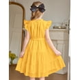 thumbnail image 6 of Arshiner Tween Girls Summer Dress Formal Ruffle Sleeve A Line Casual Elegant Dresses with Belt, 6 of 6