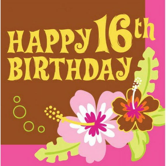 Aloha Birthday Happy 16th Birthday Lunch Napkins
