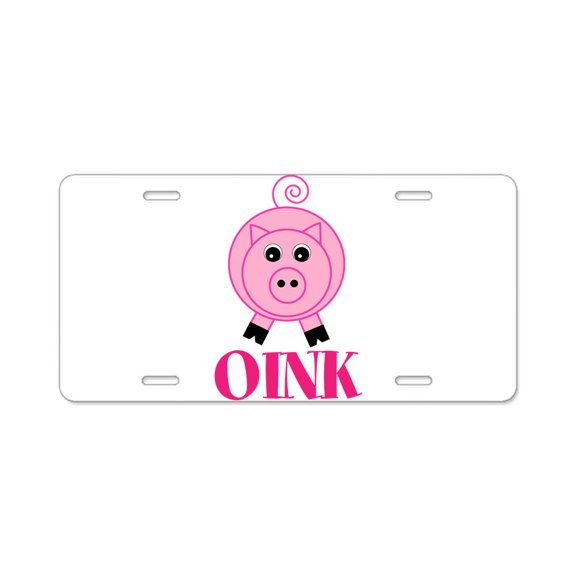 CafePress - OINK Cute Pink Pig - Aluminum License Plate, Front License Plate, Vanity Tag