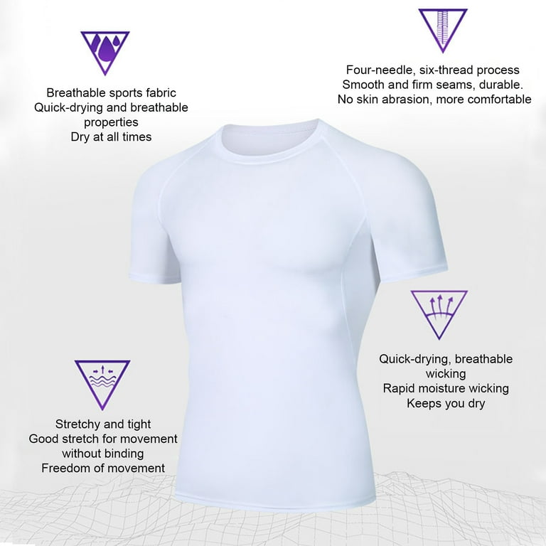 Men's Compression Shirt, Short Sleeve Athletic Undershirt Workout T Shirt  Compression Cool Dry Shirts for Men MC 